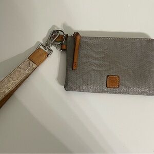 Consuela Gray Wristlet with Tan Accents